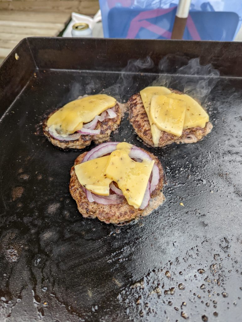 Smash burgers on my carbon steel griddle from @Made In if youve follow